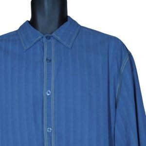 NEW Two Faces Blue Long Sleeve Shirt Size XL Cotton Button Front